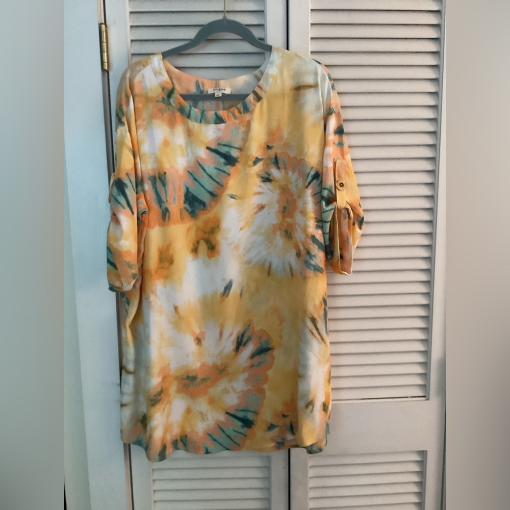 Umgee Yellow Tie Dye Long Sleeved Dress Size M